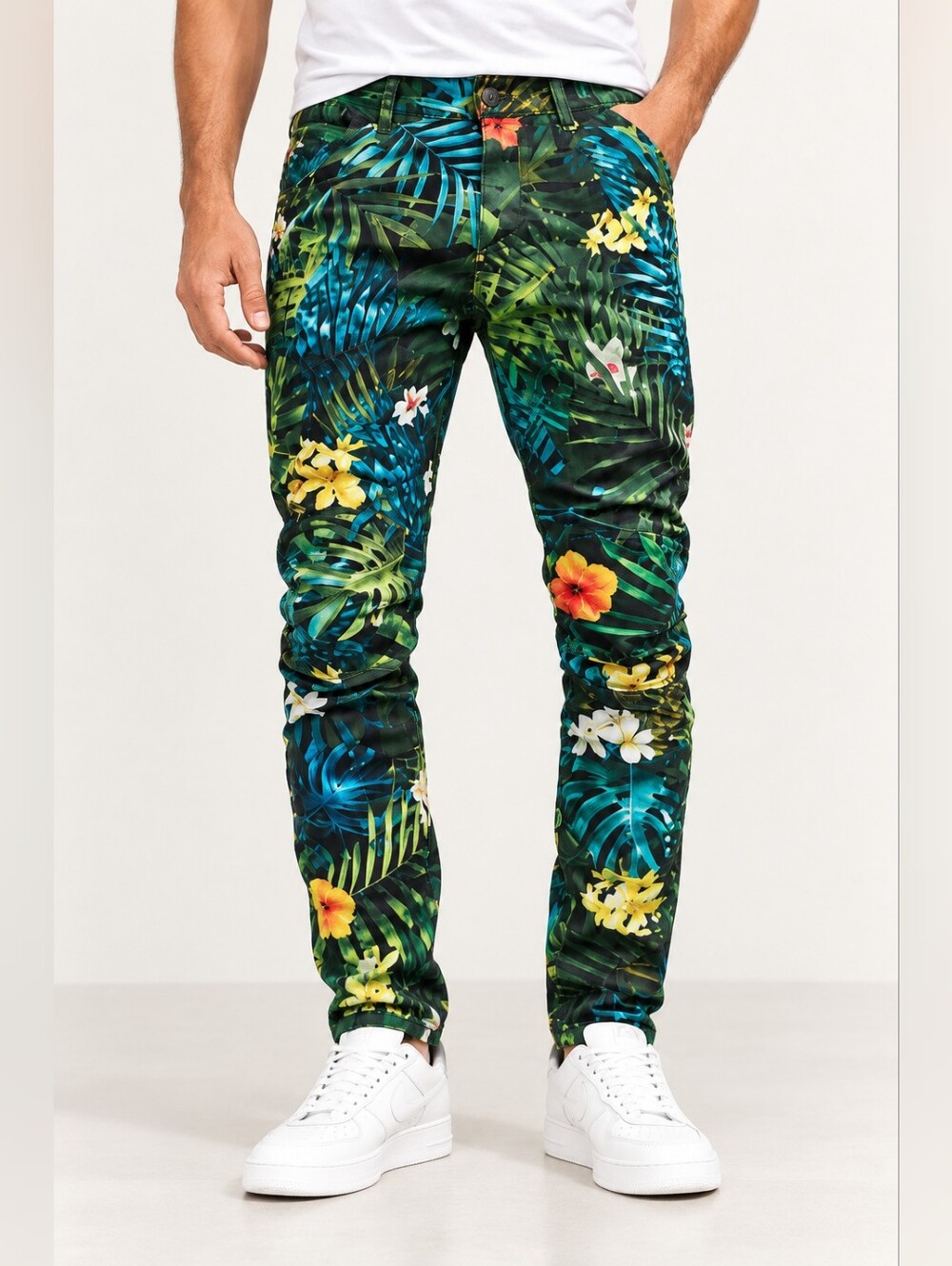 G-Star RAW x Pharrell Williams Elwood X25 Tropical Print Jeans NWT 27x32